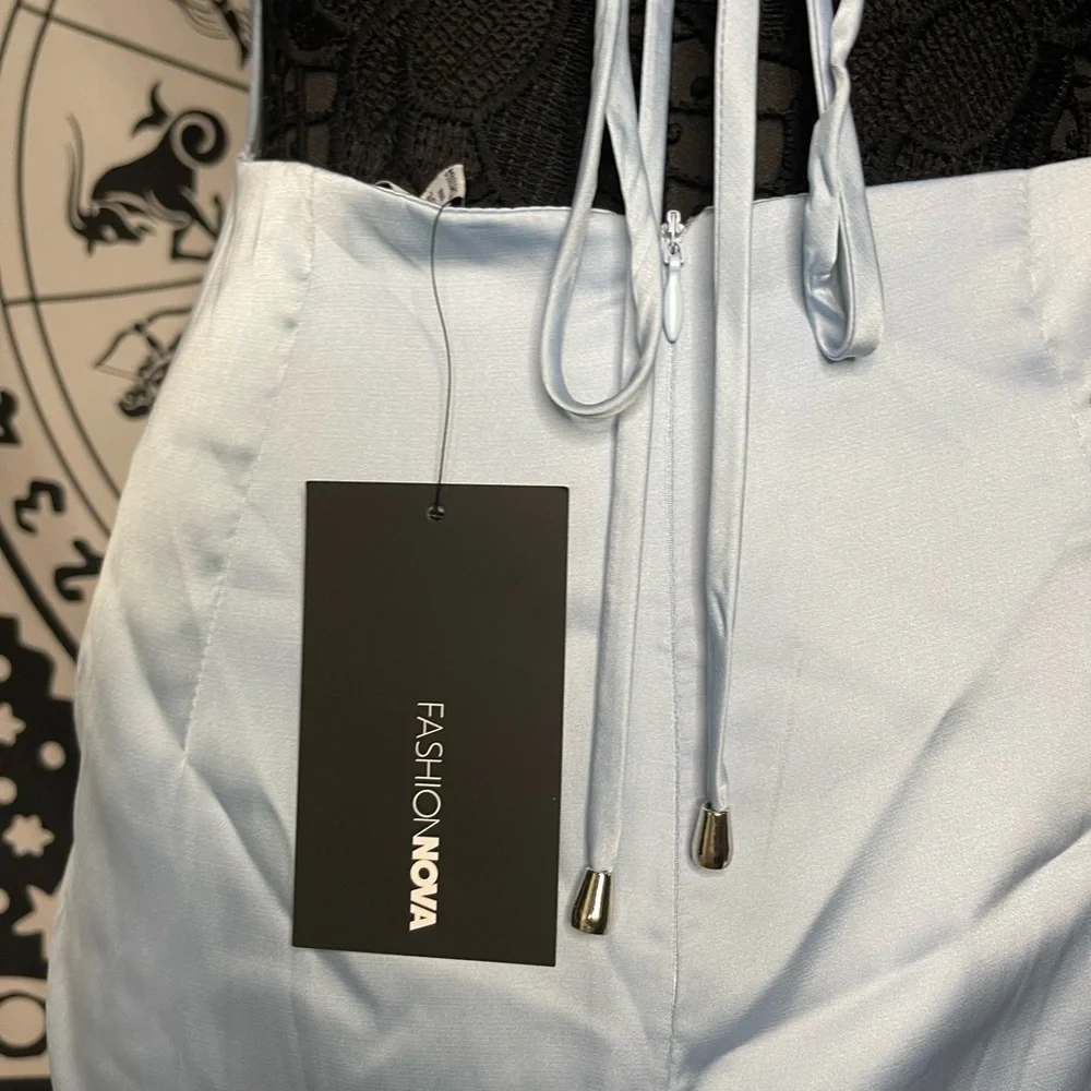 (BNWT) Fashion Nova Blue Satin Mini Dress - Picture 3 of 7